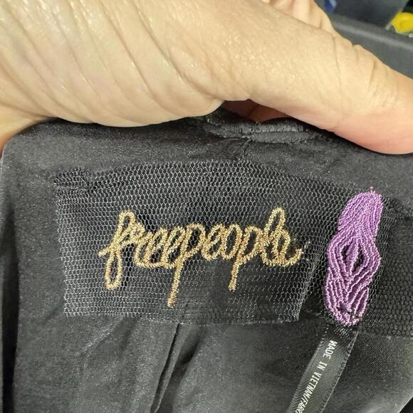 Free People dress large L black satin halter maxi formal dance party minimalist - Picture 11 of 11